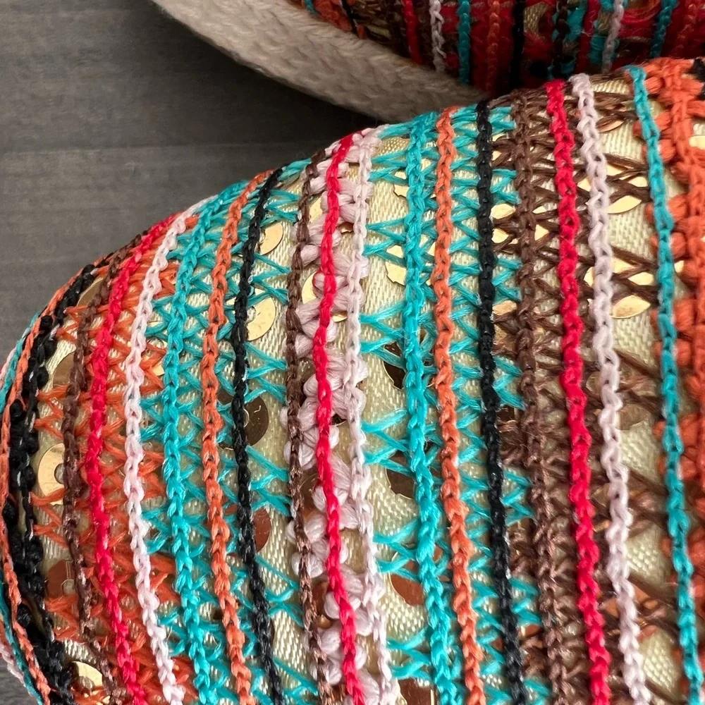 Colorful Striped Wedge Sandals with box might used once  fits regular size 40 - Picture 3 of 7